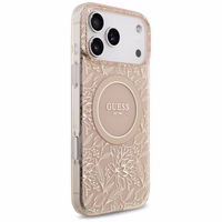 Guess IML Flowers Electro Pearl Strap MagSafe apvalks viedtālrunim iPhone 17 Pro Max - rozā
