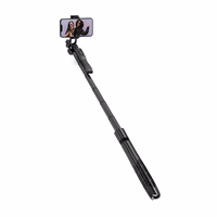 Crong SelfieGo Ultra – Aluminum Bluetooth Selfie Stick Tripod (melns)