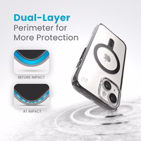 Speck Presidio Perfect-Clear ClickLock & MagSafe - iPhone 17e / 16e / 15 / 14 / 13 maciņš (Clear / Frosted melns / Slate pelēks)