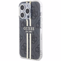Guess IML 4G Gold Stripe viedtālruņa apvalks iPhone 15 Pro - melns