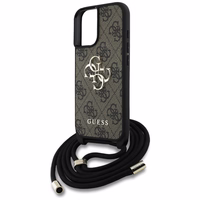 Guess 4G Big Logo Cord Stap viedtālruņa apvalks iPhone 16 Plus - brūns