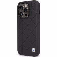 Viedtālruņa apvalks BMW BMHCP14L22RQDK iPhone 14 Pro 6.1 - melns ādas kvilota raksts