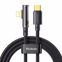 McDodo CA-3390 36W 1,2 m USB-C uz Lightning leņķa kabelis (melns)