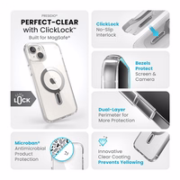 Speck Presidio Perfect-Clear ClickLock & Magsafe - iPhone 15 Plus / iPhone 14 Plus maciņš (Clear / Chrome Finish / Serene sudrabs)