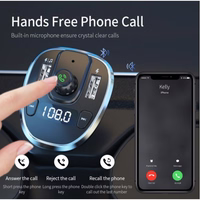 Auto lādētājs Essager "Dynamic" Sudrabs (lādētājs/ FM transmitter/ USB memory/ hands free)