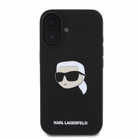 Karl Lagerfeld silikona viedtālruņa apvalks Karl Head Print Magnētiskais iPhone 16 - melns