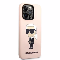 Karl Lagerfeld KLHCP14LSNIKBCP iPhone 14 Pro 6.1" cietais viedtālruņa apvalks rozā/rozā Silikona Ikonik
