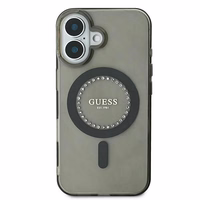 Guess IML Rhinestones Magnētiskais viedtālruņa apvalks iPhone 16 - melns