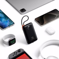 VEGER portatīvais lādētājs 20000 mAh ar iebūvētiem kabeliem Type C / Lightning PD QC3.0 35W K2 (W2068) melns