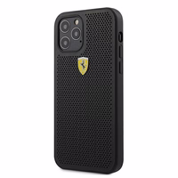 Ferrari FESPEHCP12LBK iPhone 12 Pro Max 6.7" melns/melns cietais apvalks On Track Perforated