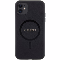 Guess GUHMN61PSAHMCK apvalks iPhone 11 / Xr - melns Saffiano MagSafe
