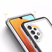 Caurspīdīgs 3in1 viedtālruņa apvalks Samsung Galaxy A32 5G rāmis gels melns