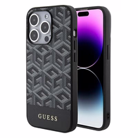 Guess GCube Stripes Magnētiskais viedtālruņa apvalks iPhone 15 Pro - melns