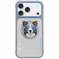Nimmy Glasses Cool Dog magnētiskais viedtālruņa apvalks iPhone 17 Pro - pelēks