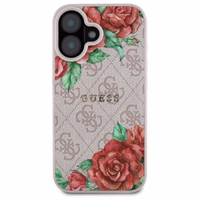 Guess GUHMP16SP4ROPEMCP iPhone 16 6.1" rozā/rozā cietais apvalks 4G Ziedu Druka Magnētiskais