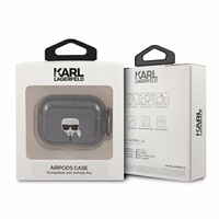 Karl Lagerfeld KLAPUKHGK AirPods Pro maciņš melns Glitter Karl's Head