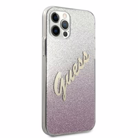 Guess GUHCP12LPCUGLSPI iPhone 12 Pro Max 6.7" rožais kietais vāciņš Glitter Gradient Script