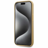 Karl Lagerfeld Wrinkled Metal Signature viedtālruņa apvalks iPhone 15 - zelta