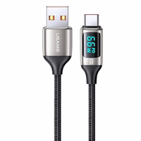 USAMS pīts kabelis U78 USB-C 1,2m LED 6A ātrā uzlāde balts SJ544USB02 (US-SJ544)
