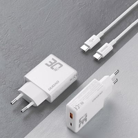 GaN Dudao A30EUT 30W USB-A / USB-C sienas lādētājs + USB-C - USB-C kabelis - balts