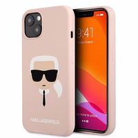KARL LAGERFELD KLHCP13SSLKHLP IPHONE 13 MINI 5.4 "gaiši rozā/gaiši rozā maciņš silikona KARL`S HEAD