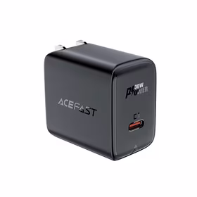Acefast A23 30W GaN USB-C sienas lādētājs (ASV) – melns