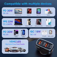 VEGER automašīnas lādētājs 2 x USB A + 2 x Type C PD QC 3A 66W CC53-2A2C melns