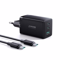 Joyroom ātrais GaN lādētājs 65W USB-A, 2x USB-C melns + USB-C - USB-C kabelis 100W 1.2m (TCG01)