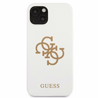 Guess GUHCP13SLS4GGWH iPhone 13 mini 5.4 silikona 4G logotipu kietais apvalks - balts