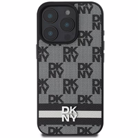 DKNY šachī raksts un drukātas svītras apvalks iPhone 16 Pro Max melns