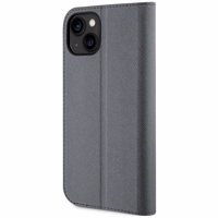 Karl Lagerfeld KLBKP14SSANKCPG iPhone 14 6.1" grāmatas tipa apvalks sudraba Saffiano Karl & Choupette