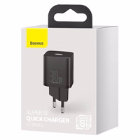 Baseus Super Si 1C ātrās uzlādes lādētājs USB Type C 30W Power Delivery Quick Charge melns (CCSUP-J01)