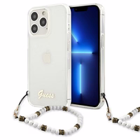 Guess GUHCP13LKPSWH iPhone 13 Pro / 13 6.1" caurspīdīgs cietais apvalks White Pearl
