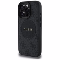 Guess 4G Circle Classic Logo Magnētiskais viedtālruņa apvalks iPhone 16 Pro Max - melns