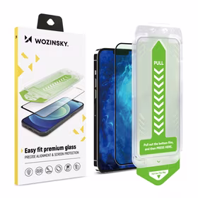 9H temperētais stikls ar montāžas rāmi paredzēts iPhone 15 Plus Wozinsky Premium stikls - melns