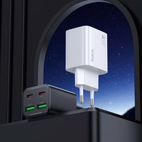 Lādētājs viedtālrunim Hoco 2 x USB C + 2 x USB A QC3.0 PD 3A 30W N56 melns
