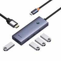 Hub 5w1 Baseus UltraJoy 5 porti (1xHDMI4K@30Hz + 4xUSB 3.0) pelēks