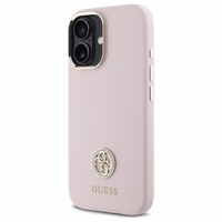 Guess Silicone Logo Strass 4G viedtālruņa apvalks iPhone 16 - gaiši rozā
