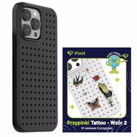 Komplekts Maciņš Pinit Dynamic + Tattoo Pin iPhone 14 Pro Max 6.7" melns raksts 2