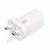 iBOX C-65 balts, GaN 65W universal charger UK plug