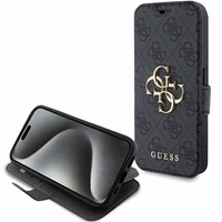 Guess 4G Metal Logo apvalks iPhone 15 Pro - pelēks