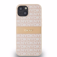 DKNY ādas mono svītra un metāla logotips viedtālruņa apvalks iPhone 15/14/13 - rozā