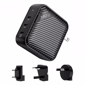 Sienas lādētājs INVZI GanHub 3x USB-C, 140W, EU/UK/AU/US (melns)