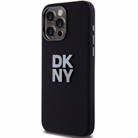 DKNY Šķidrs silikona metāla logotips viedtālruņa apvalks iPhone 15 Pro Max - melns