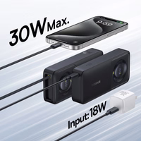 Portatīvais lādētājs Baseus "Free2Pull" melns 10000mAh 30W (PD) + iebūvēts "Type-C" kabelis