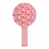 Silikona piesūcošs telefona turētājs magnētisks ar gredzenu MSH9 gaiši rozā