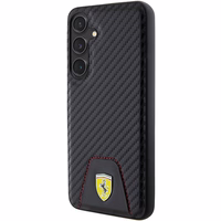 Ferrari Carbon Stitched Bottom viedtālruņa apvalks Samsung Galaxy S24+ - melns