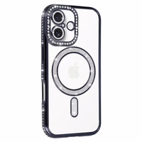 Viedtālruņa apvalks Bling Magnētiskais Iphone 17 melns