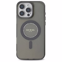 Guess IML Rhinestones Magnētiskais viedtālruņa apvalks iPhone 16 Pro Max - melns