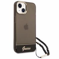 Guess GUHCP14MHGCOHK iPhone 14 Plus 6.7 "melns/melns cietais apvalks Translucent Pearl Strap
